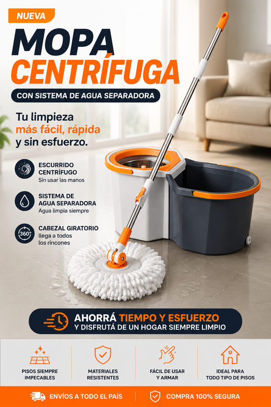 Mopa Centrifuga Balde Separador Agua Limpia Y Sucia Premium